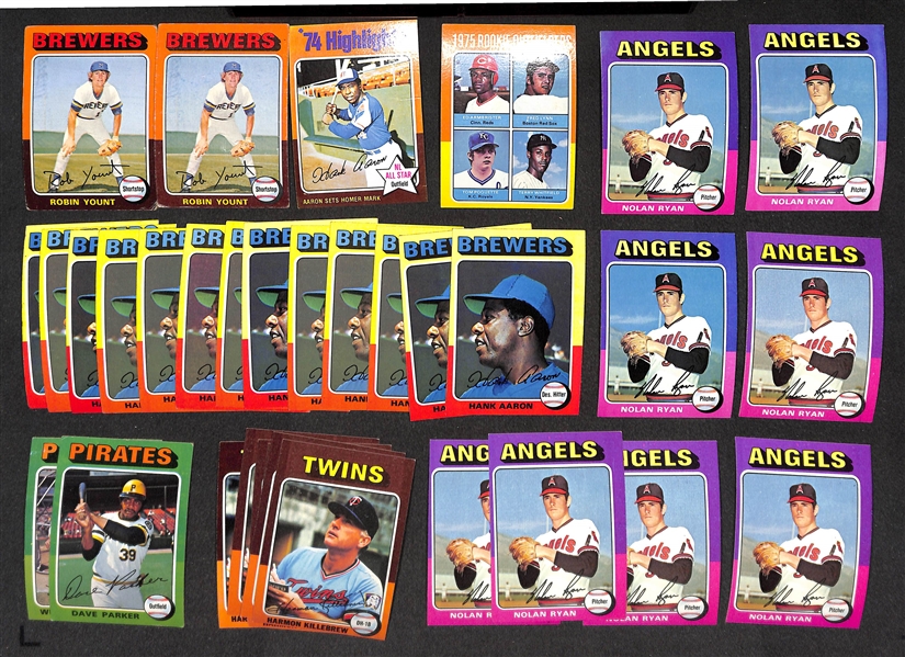 HUGE 1975 Topps High-Grade Baseball Card Lot - Approximately 6000 Assorted Cards!  Loaded with Multiples of Hall of Famers & Stars!