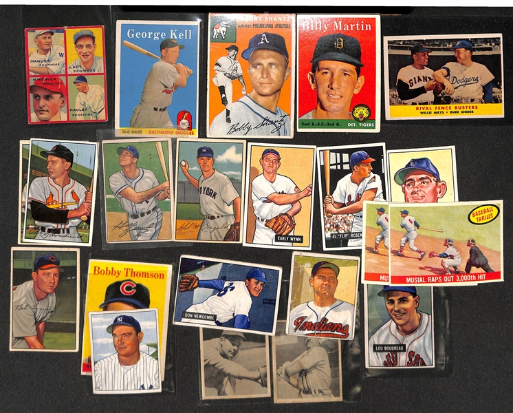 1948-1959 Assorted 180 Baseball Card Lot w. Musial