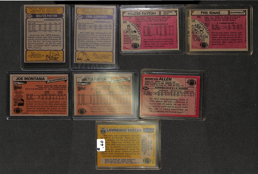 Lot Of 5 Football Partial Card Sets w. 1981 Topps w. Montana