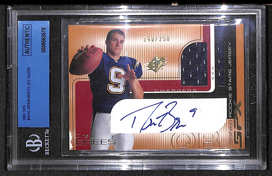 2001 SPX Drew Brees Autograph Rookie Jersey Card BGS Authentic
