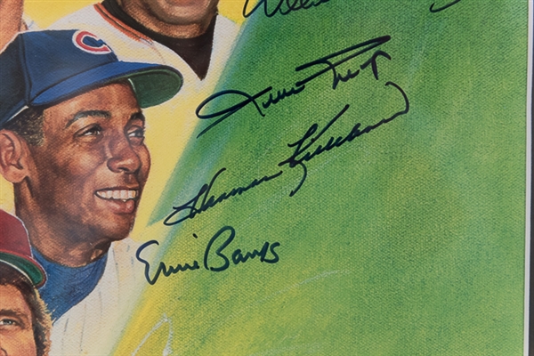 500 Home Run Club Signed & Framed Photo - 12 Autographs inc. Mickey Mantle, & Artist Ron Lewis!