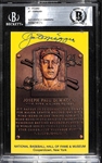 Joe DiMaggio Signed Hall Of Fame Plaque Post Card - Beckett Authentic