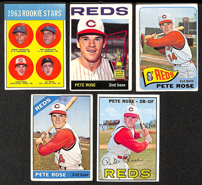 Lot Detail Lot of 5 Topps Pete Rose Baseball Cards Including 1963