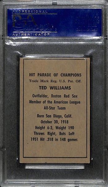 1952 Berk Ross Ted Williams Graded PSA 6 (OC) EX-MT