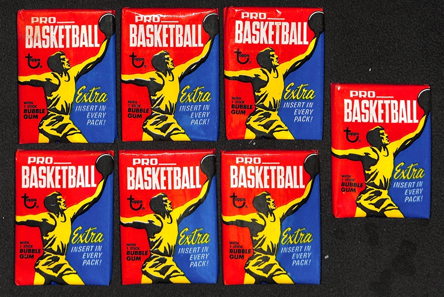 1971-72 Topps Basketball Partially Sealed Wax Box - 7 Sealed Packs In Original Box