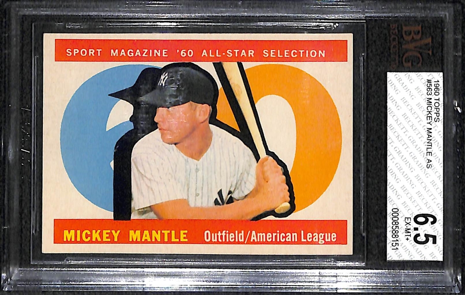 1960 Topps #563 Mickey Mantle All-Star Graded BVG 6.5 (EX-MT+)