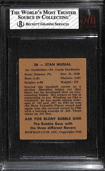 1948 Bowman #36 Stan Musial Rookie BVG 3.5 (VG+)