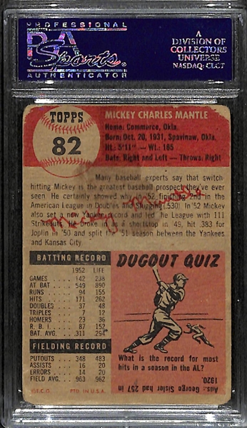 1953 Topps Mickey Mantle (#82) Graded PSA 1 (PR)