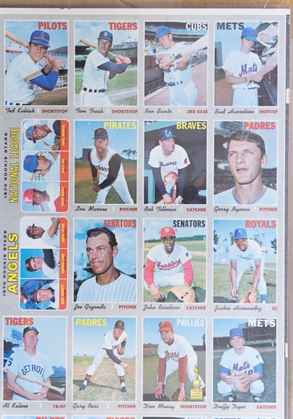 1970 Topps Baseball High Series Uncut Sheet w. Nolan Ryan & Johnny Bench
