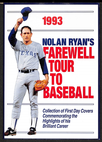 Lot of (2) 1993 Nolan Ryan Farewell Tour Booklets w/ Autographed FDCs (2 Autographs)