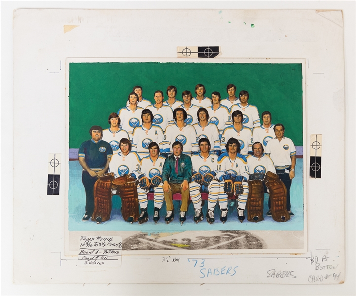 1973-74 Topps Hockey Card Proof - Buffalo Sabers Team Card