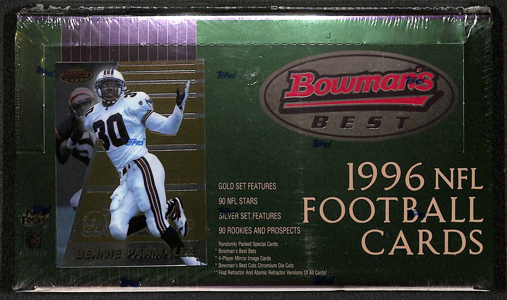 1996 Topps Bowman's Best Football Sealed/Unopened Hobby Box (24 packs w/ 6 chromium cards per pack)