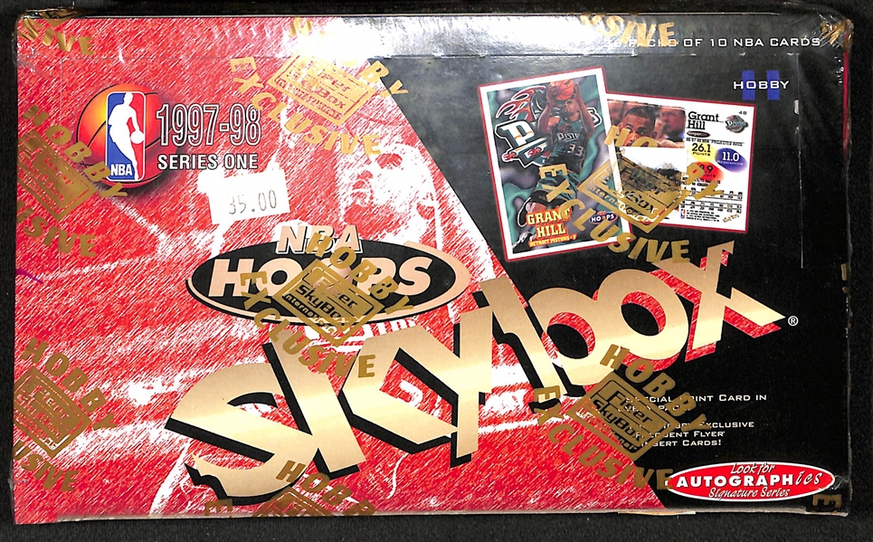 1997-98 Skybox Hoops Series 1 Sealed/Unopened Hobby Basketball Box (36 packs w/ 10 cards per pack)