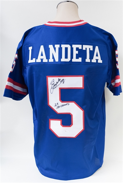 Sean Landeta Signed NY Giants Style Jersey (JSA COA)