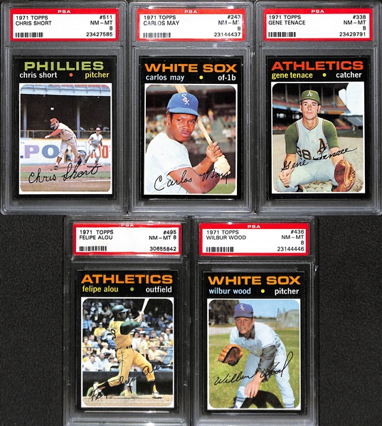 Lot of (25) Different 1971 Topps Baseball Cards - All PSA 8 NM-Mint High Grade!! - w. Chris Short