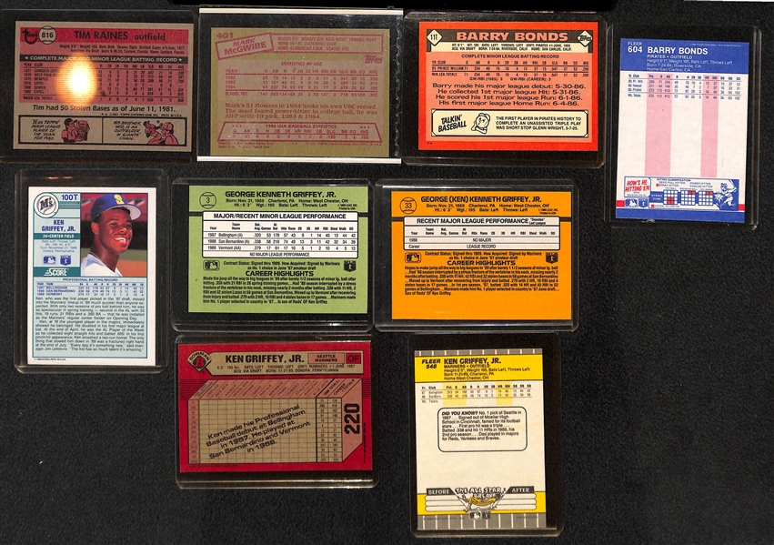 Lot of (40) Assorted 1980s Super Star Rookie Lot - Inc. Griffey, Bonds, McGwire, More