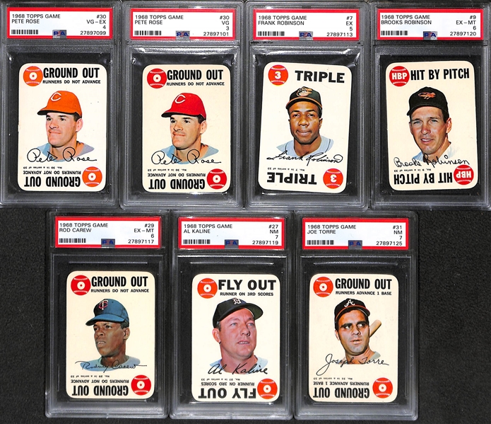 Lot of (33) 1968 Topps Game Cards - All PSA Graded - w. Pete Rose x2