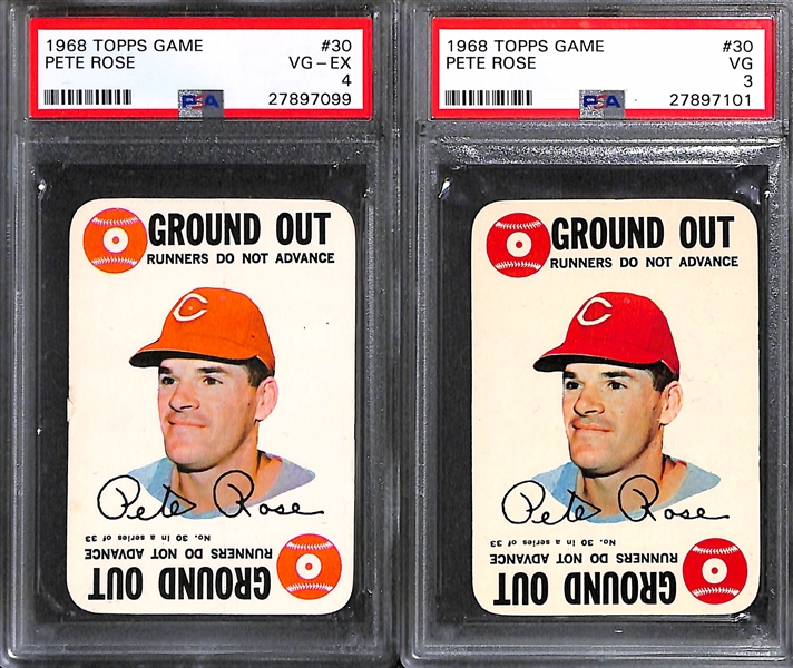 Lot of (33) 1968 Topps Game Cards - All PSA Graded - w. Pete Rose x2