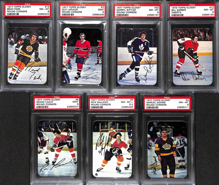 Lot of (14) 1976 and 1977 Topps Glossy Hockey Cards - PSA Graded 8-9