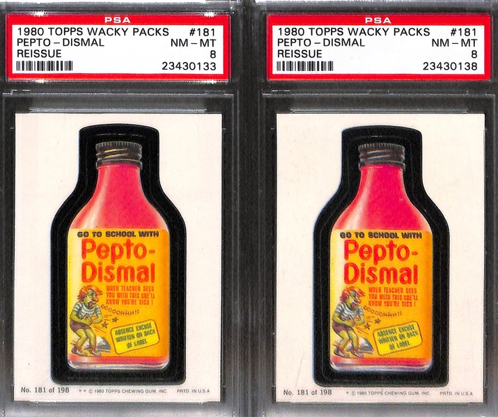 Lot of (24) 1980 Topps Wacky Pack Stickers - All PSA Graded 8 & 9