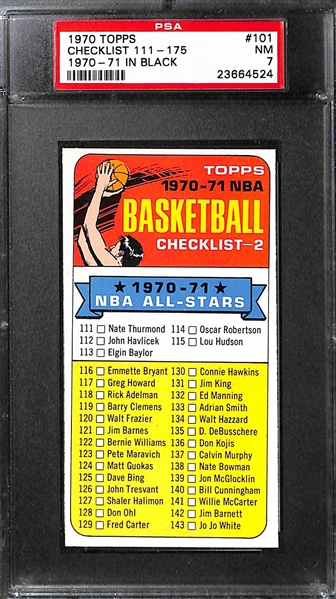 Lot of (6) 1970-71 Topps Basketball High-Grade PSA Cards w. Keith Erickson PSA 8