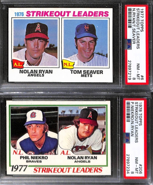Lot of (24) Assorted High-End Topps Nolan Ryan Cards from 1973-1979 - Many PSA Graded 7 & Up