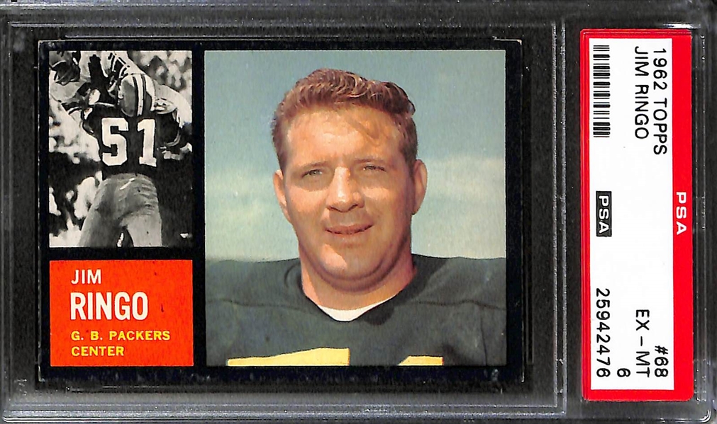 Lot of (6) 1962 Topps Football Star Cards -  PSA Graded Lot - w. Paul Hornung PSA 5