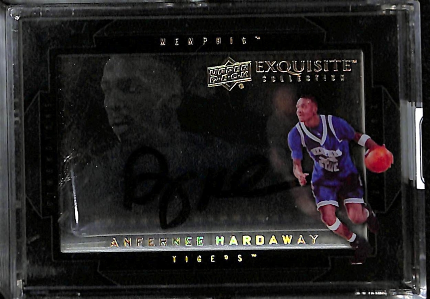 Lot of (4) UD Exquisite Basketball Autograph Card (A. Mourning, A. Hardaway, A. Dantley, and G. Gervin)