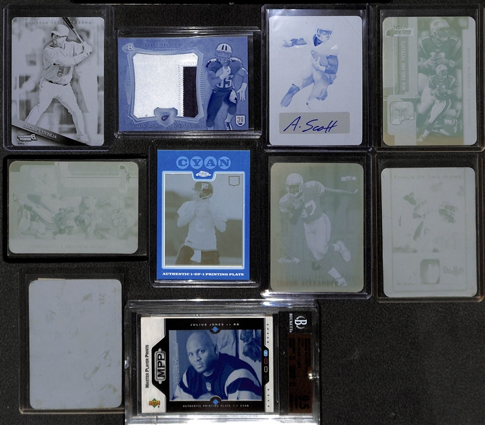 Lot of (10) Sports Card #ed 1/1 Printing Plate Cards w/ Albert Pujols and (2) Drew Bledsoe