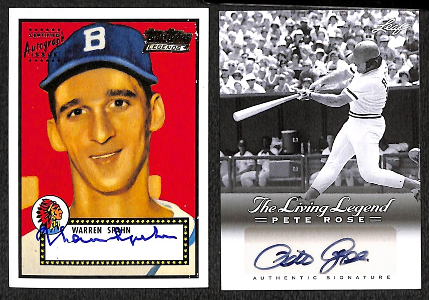 Lot of Over 50 Certified Baseball Autographed Cards (w/ W. Spahn, P. Rose, C. Rodon)
