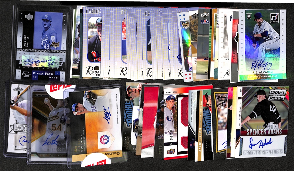 Lot of Over 55 Certified Baseball Autographed Cards (w/ Cal Ripken Jr., Sonny Gray, ...)