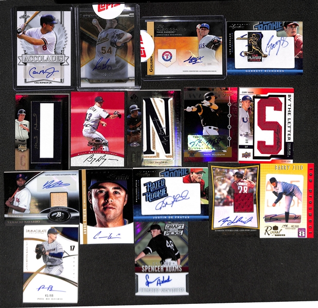 Lot of Over 55 Certified Baseball Autographed Cards (w/ Cal Ripken Jr., Sonny Gray, ...)
