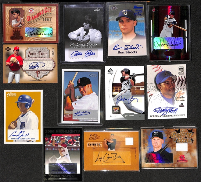 Lot of Over 50 Certified Baseball Autographed Cards (w/ Bobby Doerr, Pete Rose, K. Youkilis)