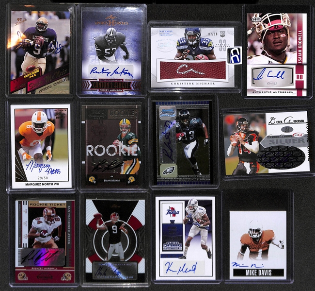 Lot of Over 45 Certified Football Autograph Cards w/ Steve McNair & Ricky Jackson