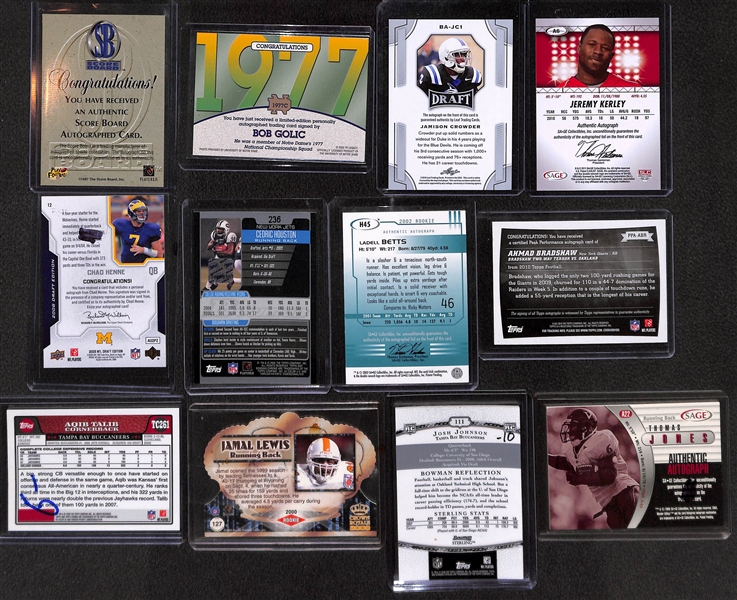 Lot of Over 45 Certified Football Autograph Cards w/ Keyshawn Johnson & Bob Golic
