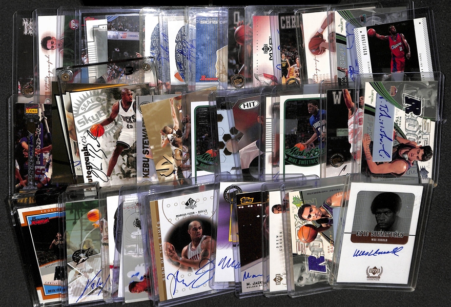 Lot of Over 40 Certified Basketball Autograph Cards w/ Wes Unseld