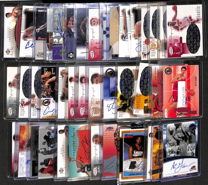 Lot of Over 40 Certified Basketball Autograph Cards w/ Bill Walton & AC Green