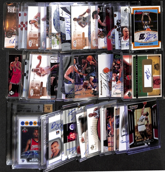 Lot of Over 40 Certified Basketball Autograph Cards w/ Calvin Murphy & David Thompson