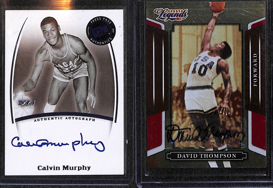 Lot of Over 40 Certified Basketball Autograph Cards w/ Calvin Murphy & David Thompson