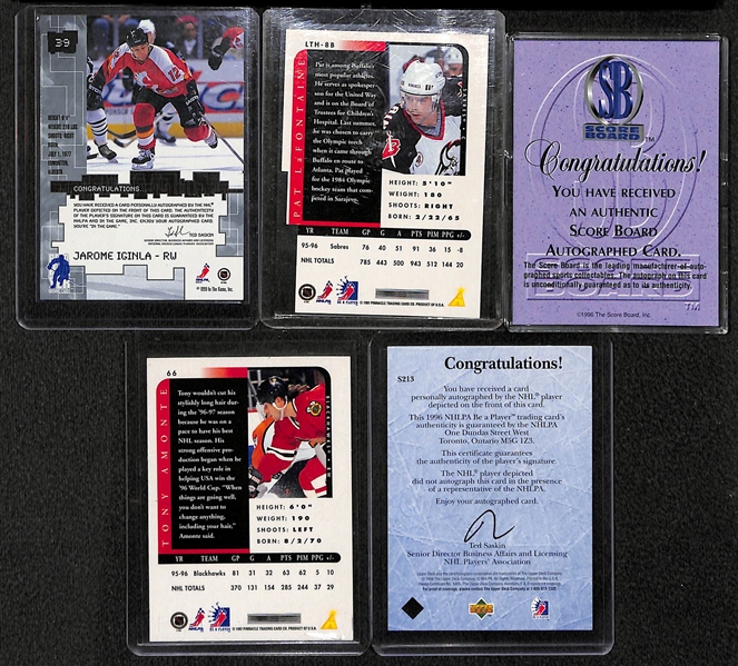 Lot of 64 Certified Hockey Autograph or Relic Cards (40 Autographs and 24 Relics) w/ Iginla, P. Lafontaine, J. Thronton, Amonte, D Hunter, +)