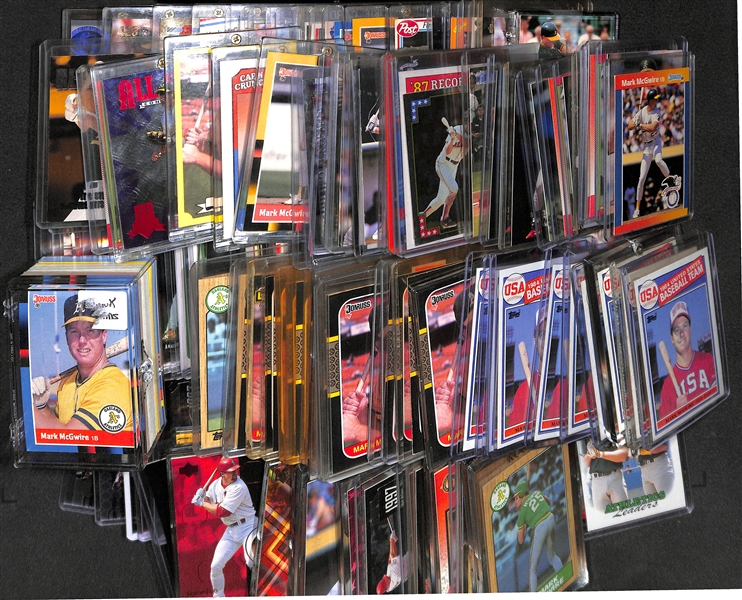 Huge Lot of Over 210 Mark McGwire Cards inc RCs and Inserts w/ (9) 1985 Topps, (13) 1987 Donruss, (6) 1987 Topps