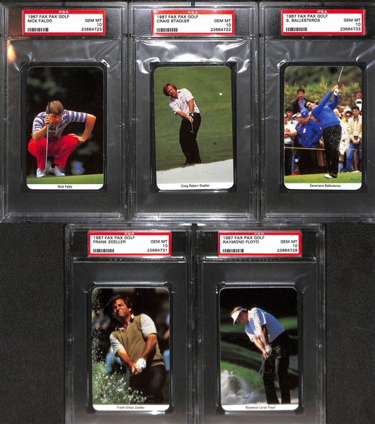 Lot of (12) 1987 Fax Pax Golf PSA 10 Cards w. Nick Faldo