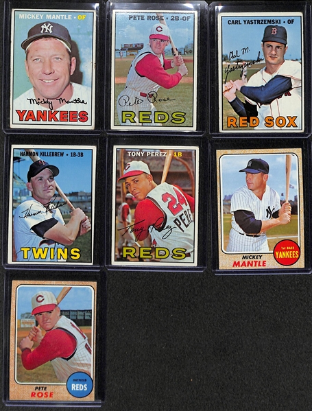 Lot of 7 - 1967-68 Topps Star Cards w. Mantle Both Years