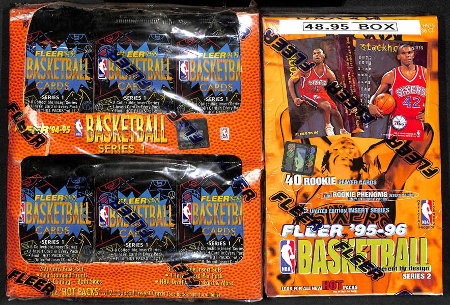 Lot of (4) Unopened Fleer Basketball Boxes (2 Fleer Ultra from 1995-96, 1 Fleer from 1994-95, 1 Fleer 1995-96)