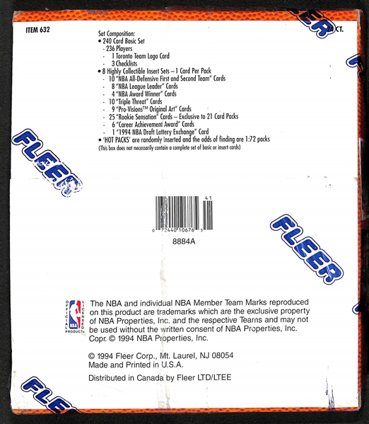 Lot of (4) Unopened Fleer Basketball Boxes (2 Fleer Ultra from 1995-96, 1 Fleer from 1994-95, 1 Fleer 1995-96)