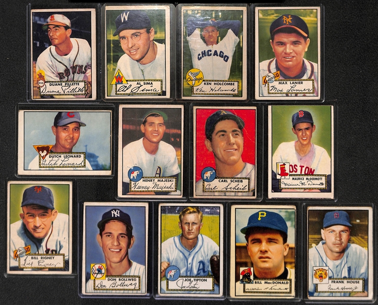 Lot of 13 - 1952 Topps Baseball Cards w. Duane Pillette