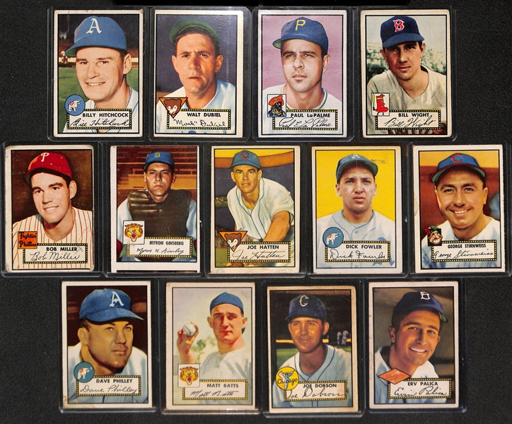 Lot of 13 - 1952 Topps Baseball Cards w. Billy Hitchcock