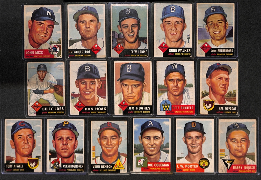 Lot of 16 - 1953 Topps Baseball Cards w. Johnny Mize