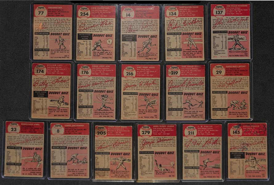 Lot of 16 - 1953 Topps Baseball Cards w. Johnny Mize