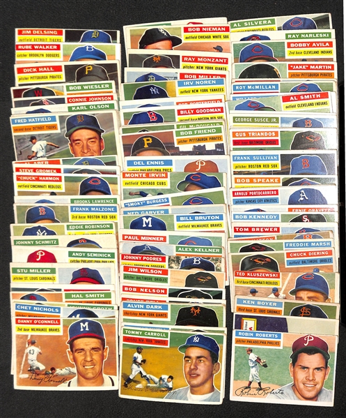 Lot of 90 Different 1956 Topps Baseball Cards w. Robin Roberts